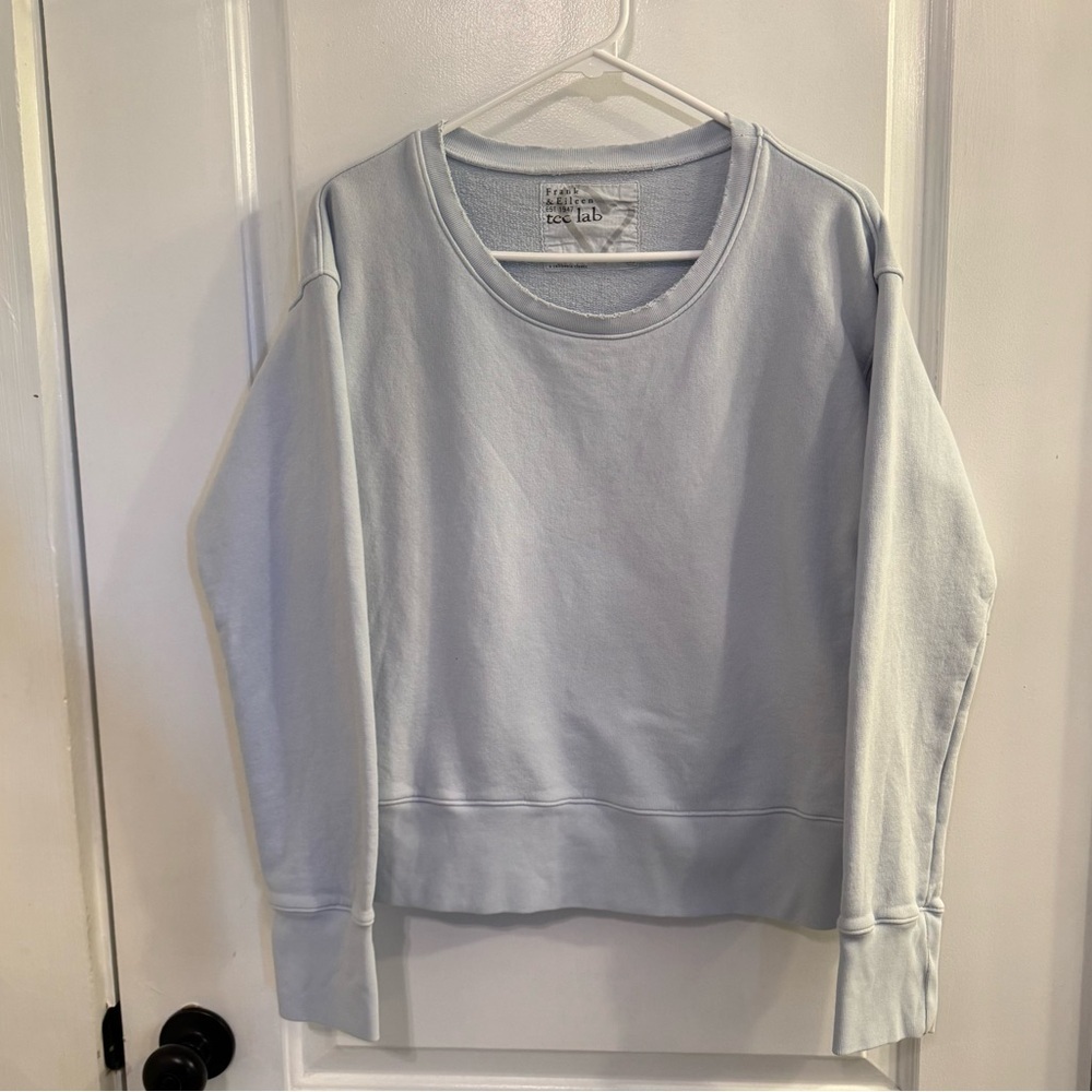 Frank & Eileen Tee Lab Distressed Crewneck Sweatshirt Ice Blue Medium